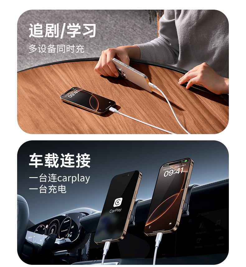 l527type-c双头数据线兼容多品牌设备展示