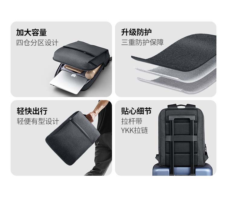 绿联lp664背包背面透气蜂窝背垫设计，背负舒适干爽