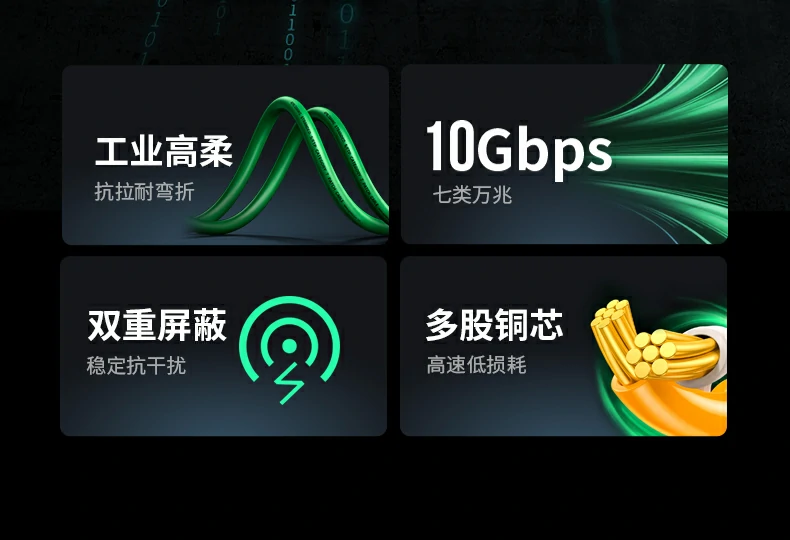 七类万兆高柔屏蔽网线 纯铜线芯传输稳定