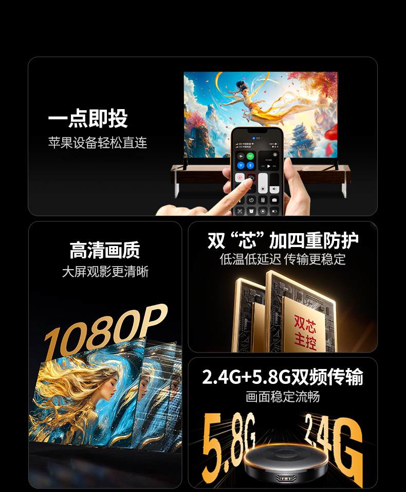 ugreen无线投屏器 苹果设备直投