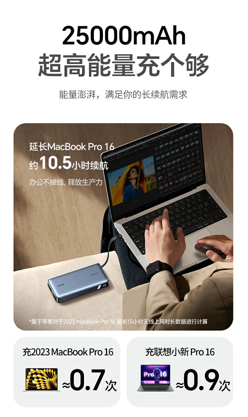 绿联pb552 大容量可多次为手机笔记本补能 绿联pb552 大容量可多次为手机笔记本补能