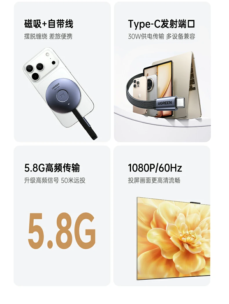 ugreen绿联无线投屏器 会议演示投屏