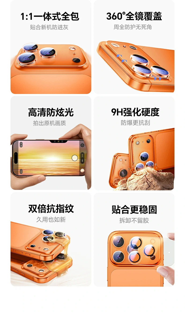 绿联sp1207镜头膜一体式全覆盖设计，360°无死角保护iphone17镜头