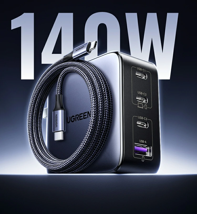 绿联x569氮化镓充电器高功率输出示意，多设备充电无压力