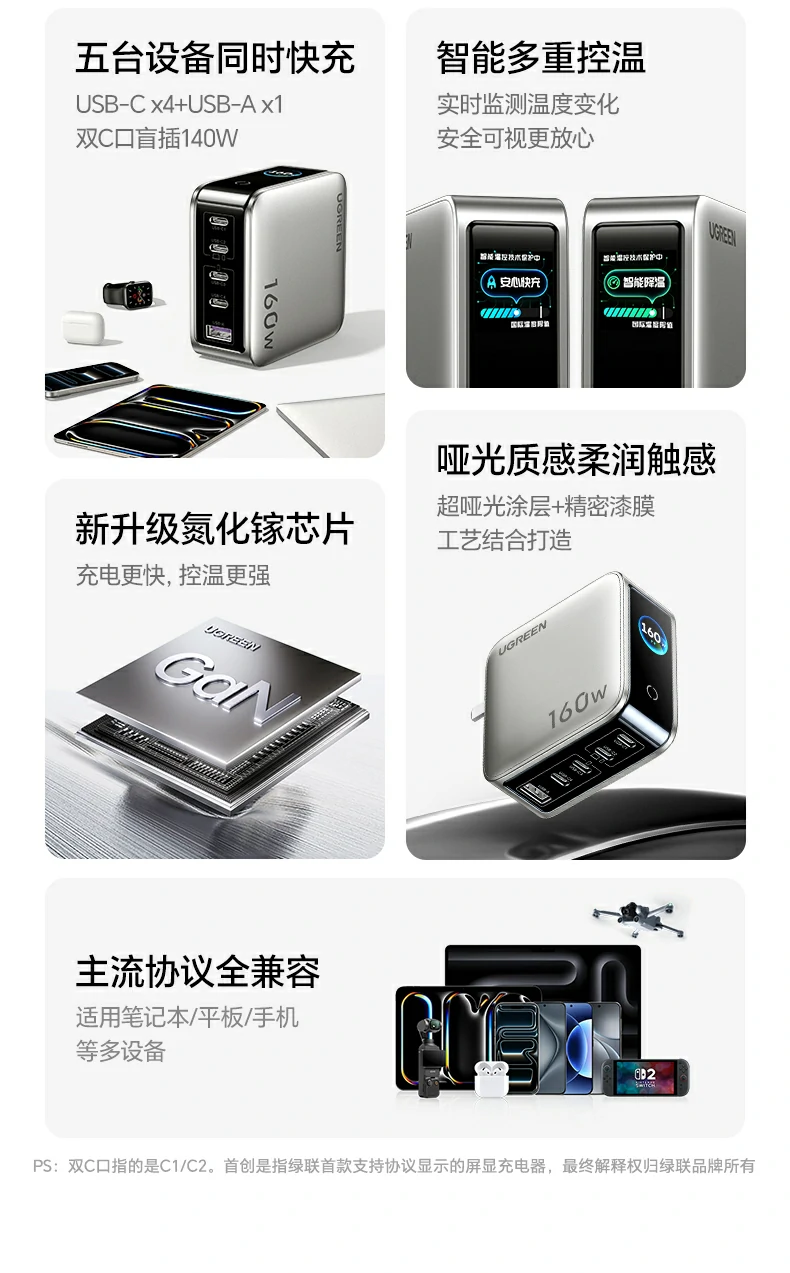 绿联x774 支持pd3.1协议 140w快充