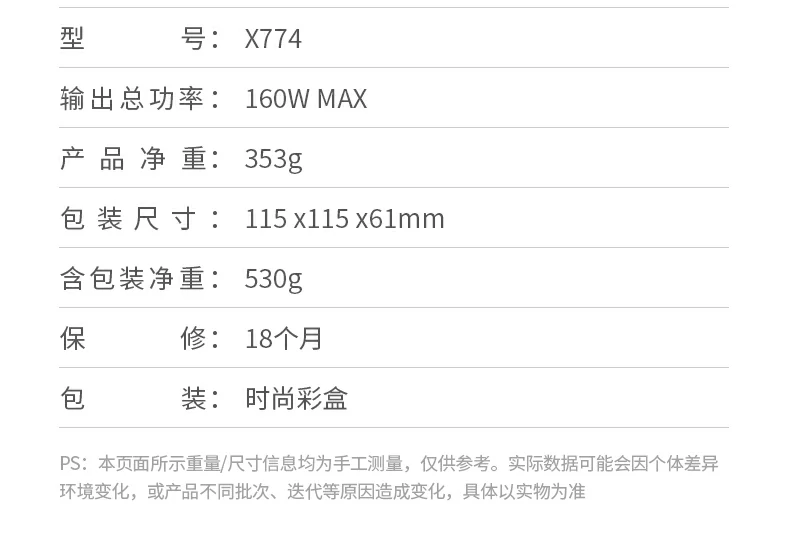 ugreen 160w氮化镓充电器 配件展示
